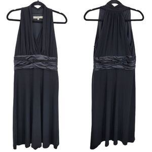 Vintage 90s Evan Piccone‎ Cocktail Dress 10 Black Sleeveless Ruched Aline